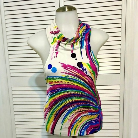 Tops - NWOT Colorful🌈 cut out backless rhinestone top